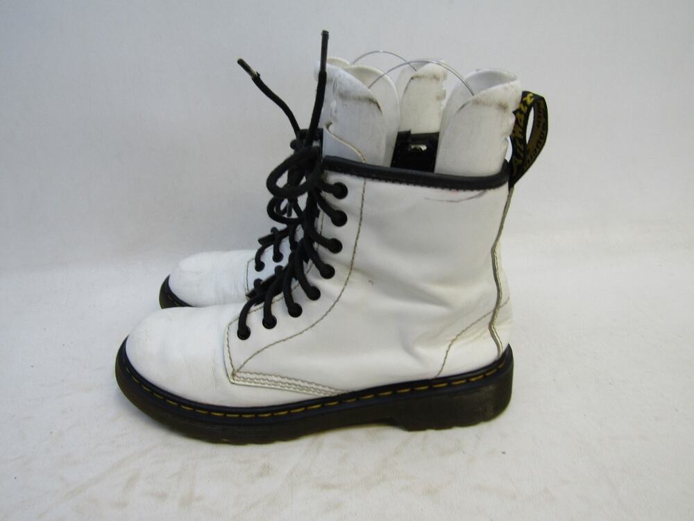 Dr. Martens Youth Size 3 White Leather Laces 8 Eye Ankle Boots
